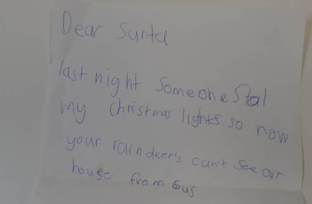 BROKEN HEART: Young Gus' letter to Santa.