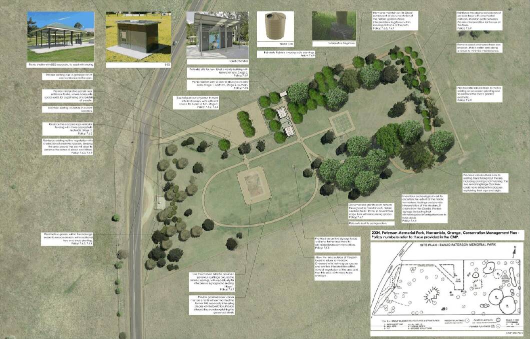 The draft landscape plan for Banjo Paterson Memorial Park at Clifton Grove. 