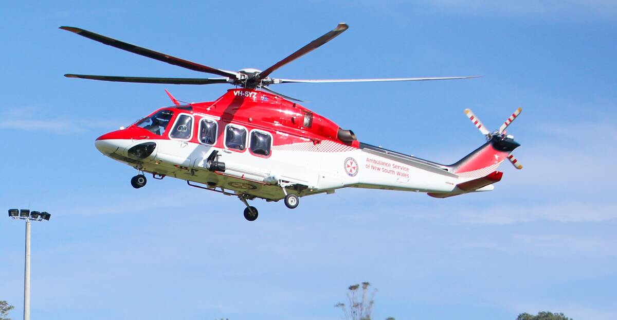 CHOPPER: A man has been airlifted to Orange Base Hospital for specialist surgery after seriously injuring his foot in a power tool accident. Photo: FILE