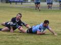 OVER THE LINE: Dubbo Roos captain Tom Koerstz scored the visitors' first try against Platypi on Saturday.