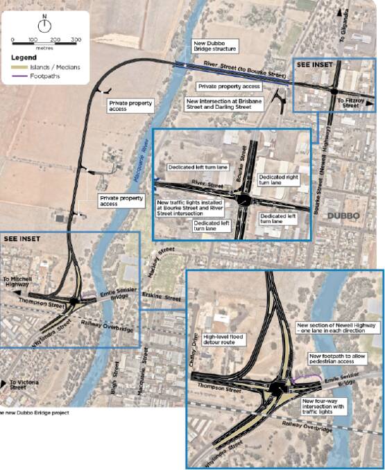 The new bridge is being built north of the Dubbo CBD. Graphic from Transport for NSW.