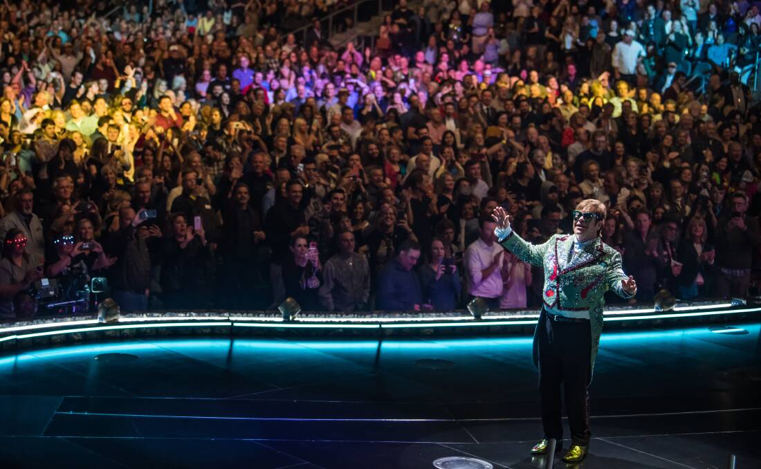 CROWDED HOUSE: Sir Elton John, pictured during a show at Atlanta in the USA, is set to play to a huge house in Bathurst. Photo: BEN GIBSON