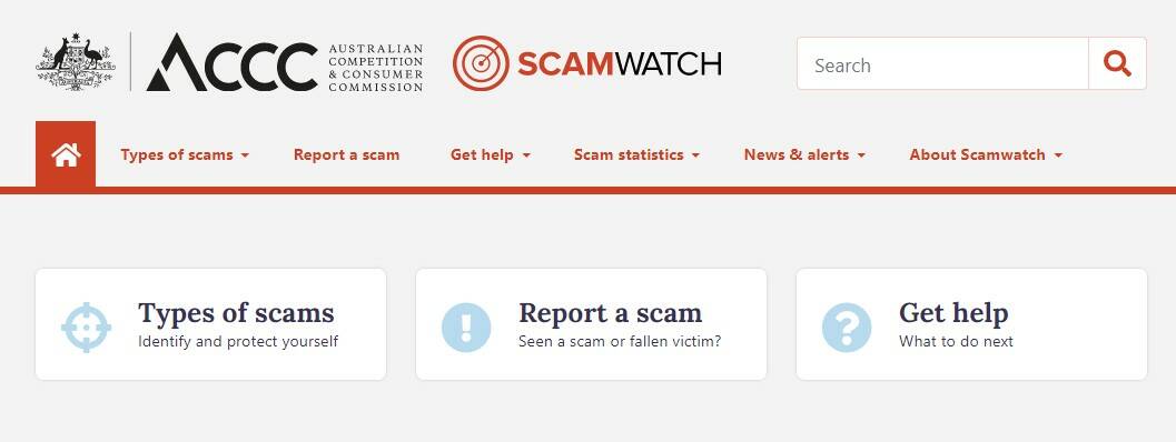 INFORMATION: The Scamwatch website has news and warnings about current scams.