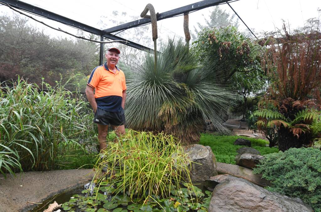 SANCTUARY: Tony Ford in his aviary. Photo: JUDE KEOGH