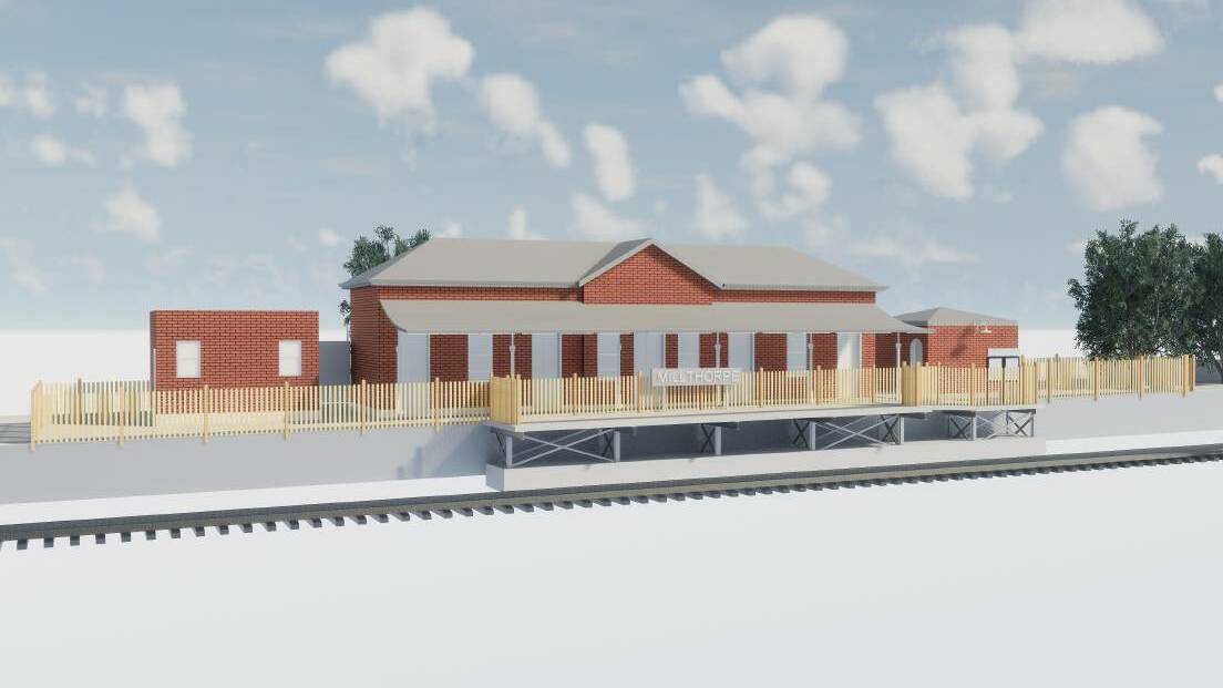NEW LOOK: This sketch shows how an extra platform has been placed in front of the old station platform to meet trains.