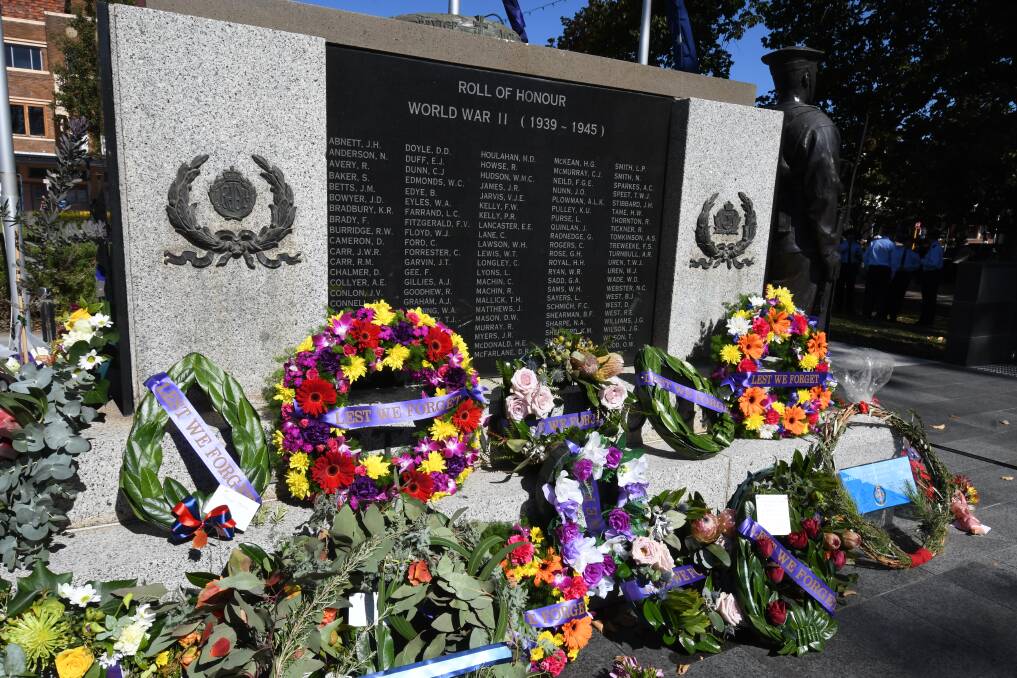 ANZAC DAY: Wreaths were laid at the cenotaph. Photo: CARLA FREEDMAN
