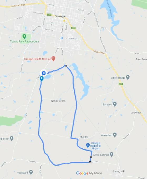 PROPOSED ROUTE: The 32-kilometre cycling path is show in blue.