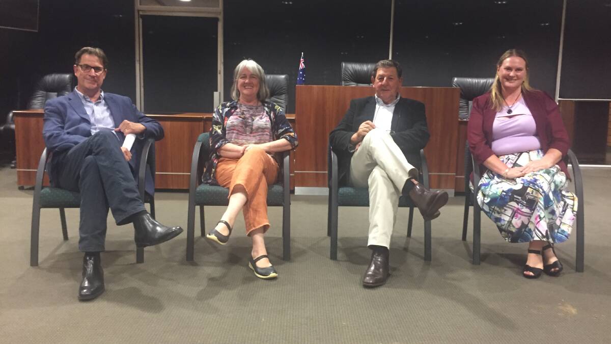 PANEL: Council CEO David Waddell, Moira Sheehan, Cr Reg Kidd and Cr Cass Coleman at the information night.