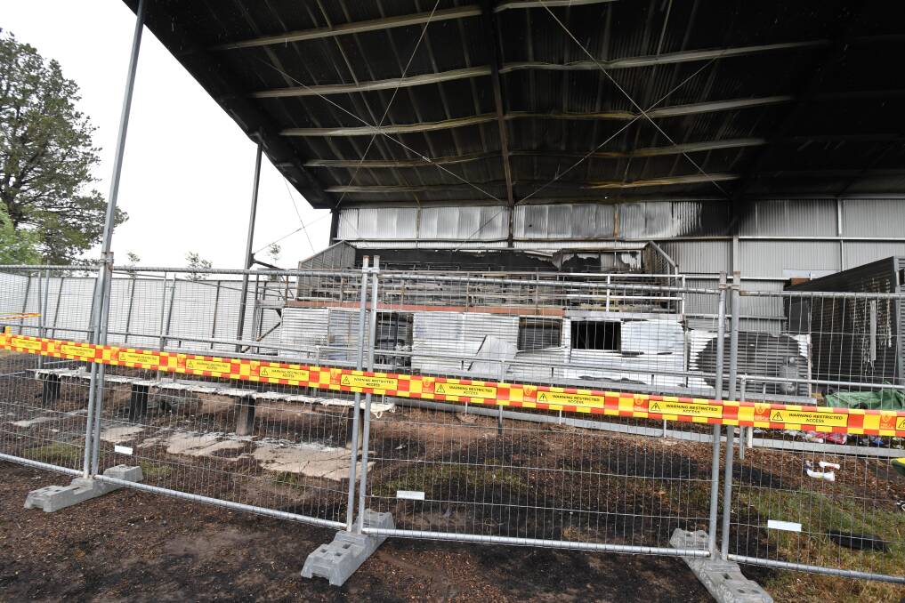 GRANDSTAND FIRE: The damaged Pride Park building on Tuesday. Photo: JUDE KEOGH