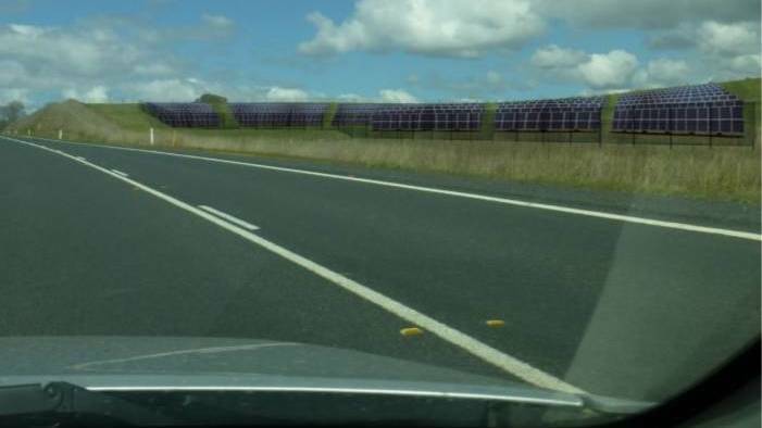 VIEW: The solar farm as viewed from the Mitchell Highway as proposed in the DA.