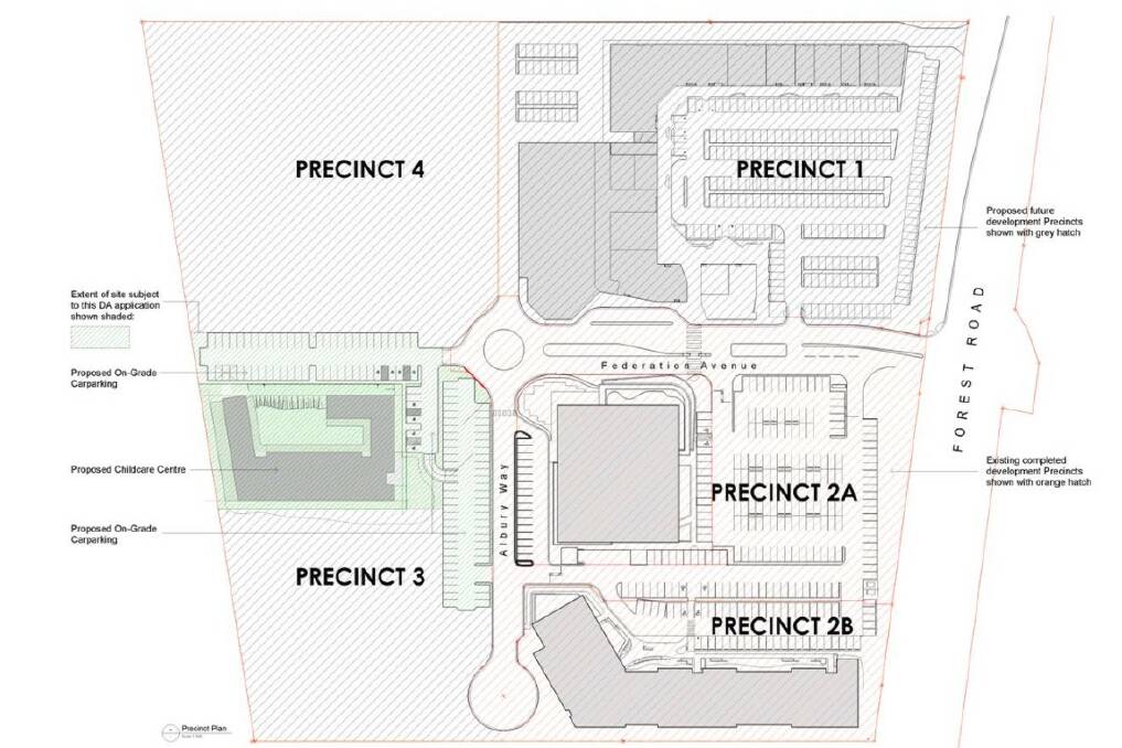 PLANS: The child care centre (show in green) would go behind the six-storey tower at the Bloomfield Medical Centre as shown in the DA.