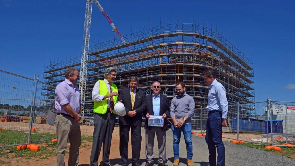 IT'S COME A LONG WAY: In late 2018 Benchmark Commercial, Rural and Lifestyle's David Hall, Zauner Constructions CEO Garry Zauner, Orange mayor Reg Kidd, James Richmark's Frank and Pat OHalloran, and Benchmark Commercial and Rural and Lifestyle's Nigel Staniforth visited the site. Photo: SUPPLIED