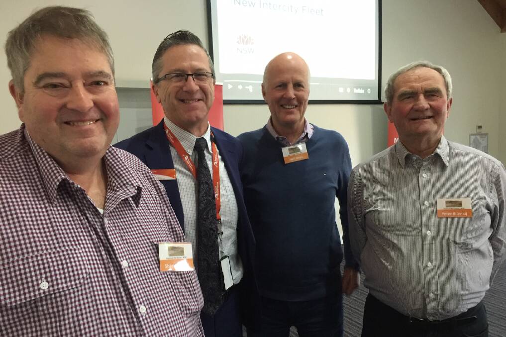 ON THE SAME TRACK: Shane Austin (ORAG), Dale Merrick (NSW Trainlink), Neil Jones, Dr Peter Bilenkij (both ORAG) at the meeting in Goulburn. Photo: Supplied