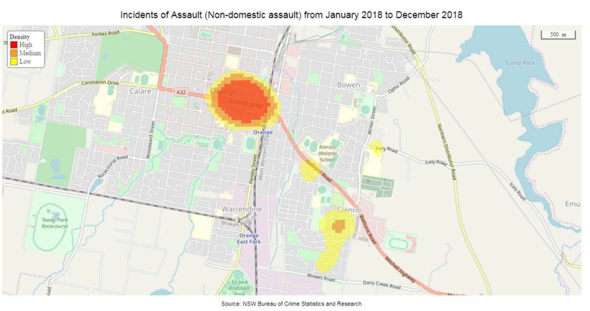Maps: Where crimes occur in Orange. Source: CHIA NSW draft report