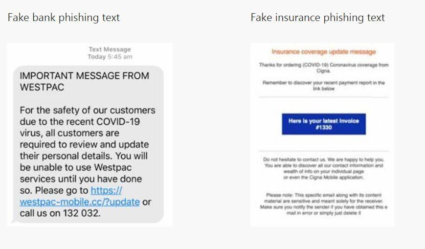 EXAMPLES: Scamwatch urges people to watch out for scams including these text messages. Photo: ACCC Scamwatch