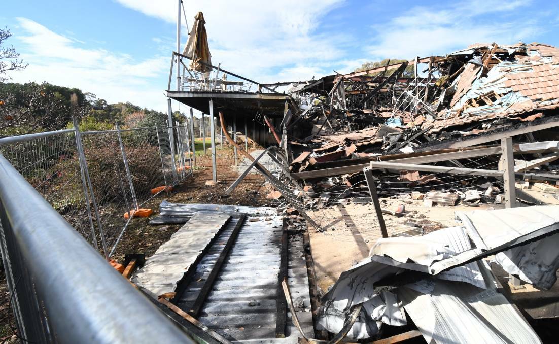 DEVASTATION: The remains of the Wentworth golf clubhouse after the fire in May. Photo: CARLA FREEDMAN