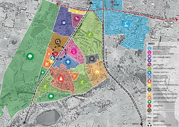 HEALTH PRECINCT: Where the development is planned as shown in the masterplan.