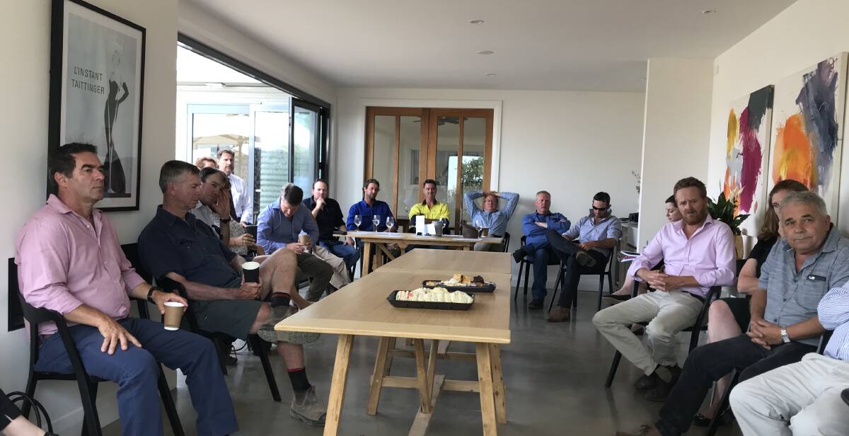 MEETING: Farmers and industry representatives at the meeting with Major General Day at Ross Hill Wines on Wednesday. Photo: Supplied