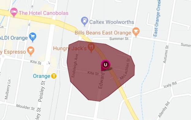OUTAGE: The initial affected area. Source: Essential Energy