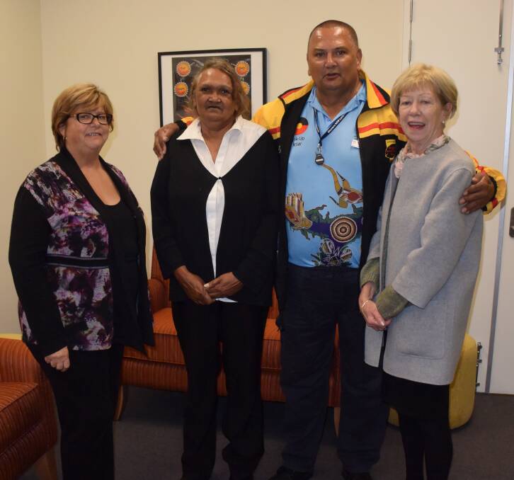 TOGETHER: Aboriginal community members Aunty Alice Williams and Alby Ryan with Orange hospital executive team members Leanne Wright (left) and Gillian Dimond. Photo: DAVID FITZSIMONS