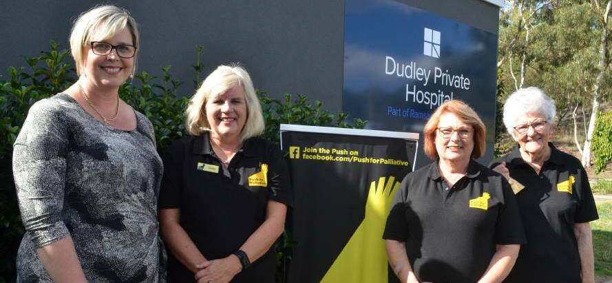 FAILED BID: Then-Dudley Private Hospital CEO Prudence Buist with Jenny Hazelton, Tracy Wilkinson and Jann Hunt from Orange Push for Palliative Care last year.