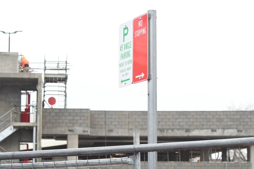 SIGN: The off-street multi-storey car park is nearing completion at the DPI. Photo: CARLA FREEDMAN