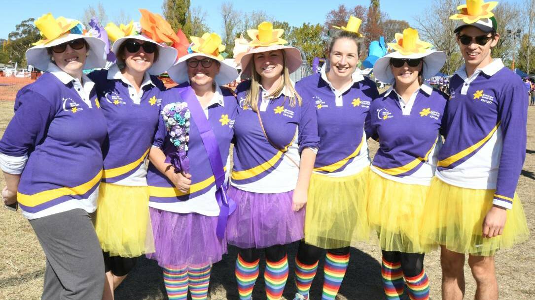 RELAY FOR LIFE: Belinda Bayliss, Emma Wirth, Lynette Bullen, Jessica Apps, Natalie Papallo, Nicole Russell and Alex Umbers in 2018. Photo: JUDE KEOGH