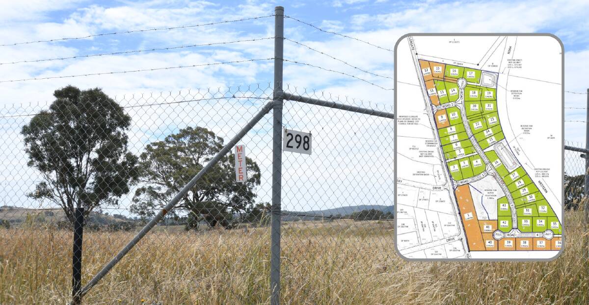 SITE: The industrial park subdivision (inset) is proposed to be developed between Clergate Road and the railway line north of Orange. Photo: JUDE KEOGH.