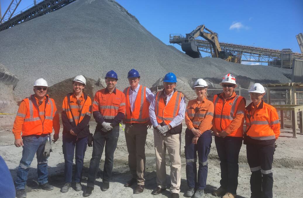 ON SITE: Clint Armstrong, Emily Jaques, Resources Minister Senator Matt Canavan, member for Calare Andrew Gee, Orange mayor Reg Kidd, Cailtlin Geoghean, Lyndsay Potts and Jane Chung at Cadia. Photo: Supplied