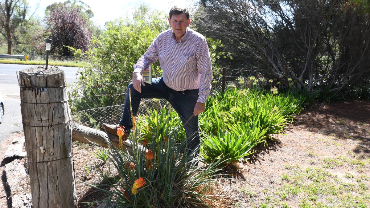 GARDENING ADVICE: Cr Reg Kidd show you how to make a simple no-dig garden in your backyard. Photo: JUDE KEOGH