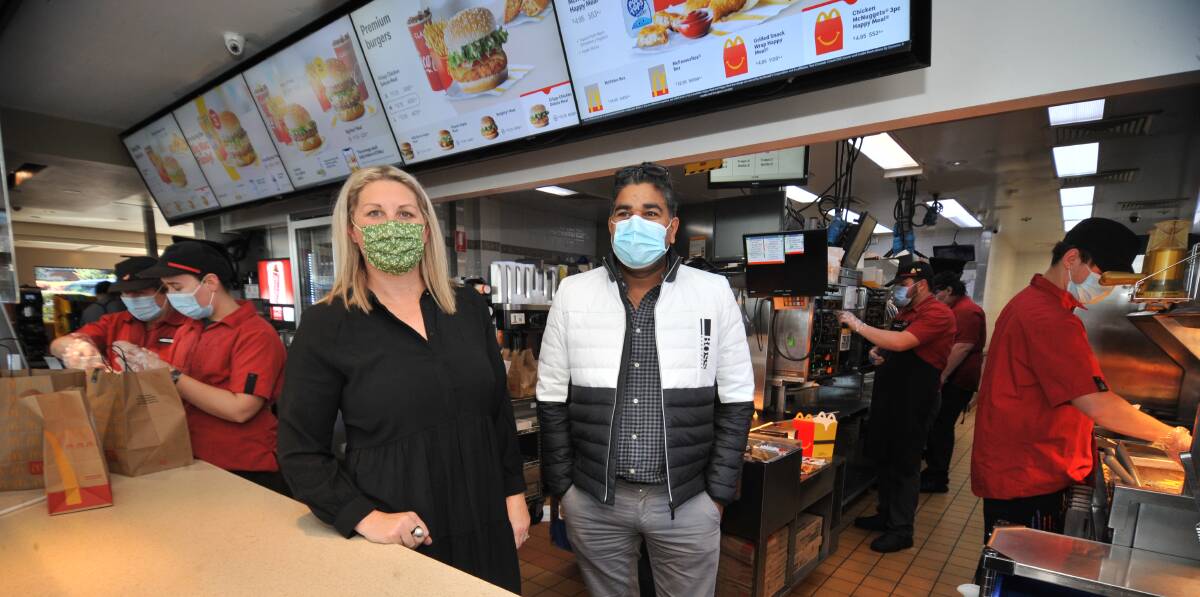 JOBS ON OFFER: Marketing manager Nikita Williams and store manager Samuel Awaiz at McDonald's on Bathurst Road which is seeking staff. Photo: JUDE KEOGH