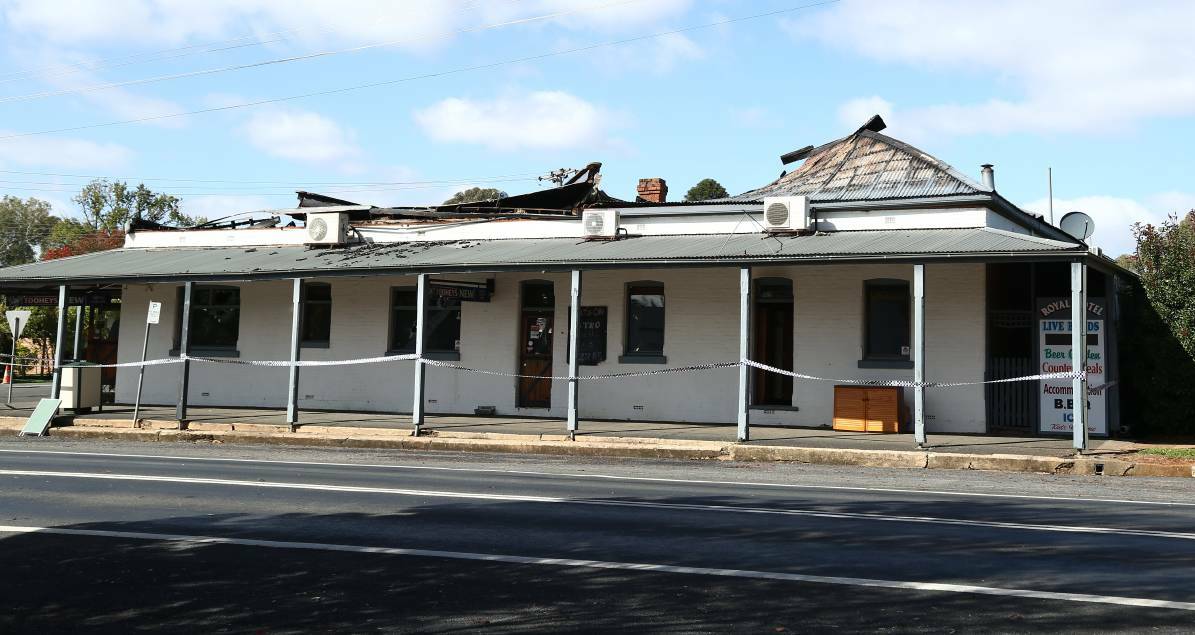 DESTROYED: The Royal Hotel the day after the 2015 fire. Photo: PHIL BLATCH