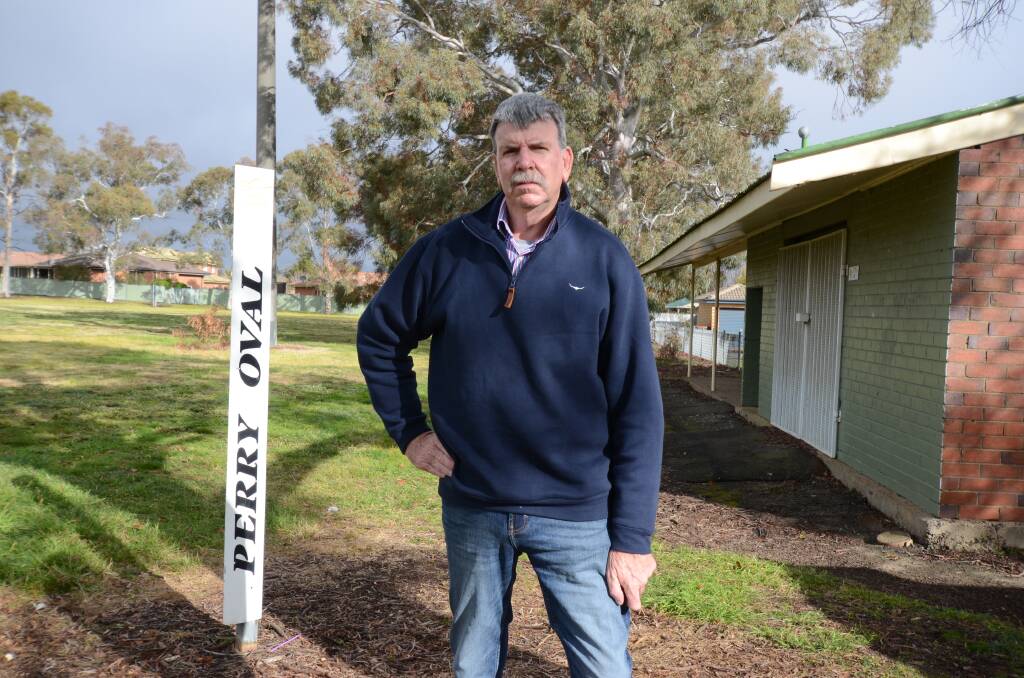 FACILITIES: Cr Glenn Taylor outside the facilities block at Perry Oval in June. Photo: JUDE KEOGH