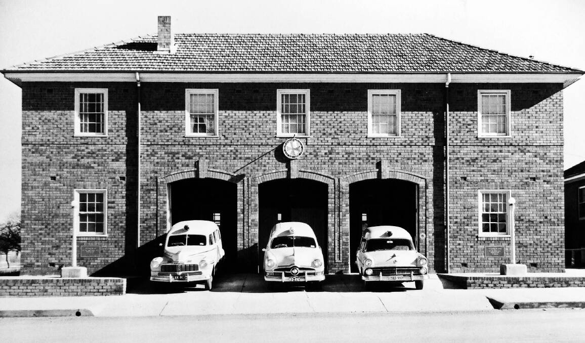 READY TO GO: Three ambulances await emergency calls at the station many years ago. Photo: Supplied