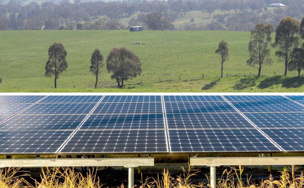 COMING SOON: A solar farm (above) is to be built on this property (top) on Molong Road near Orange.