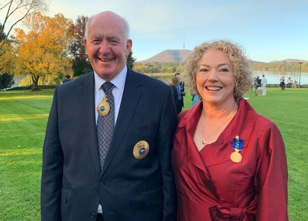 AWARD WINNER: Governor-General Sir Peter Cosgrove with nurse practitioner and honour recipient Nikki Johnston at the ceremony in Canberra. Photo: SUPPLIED