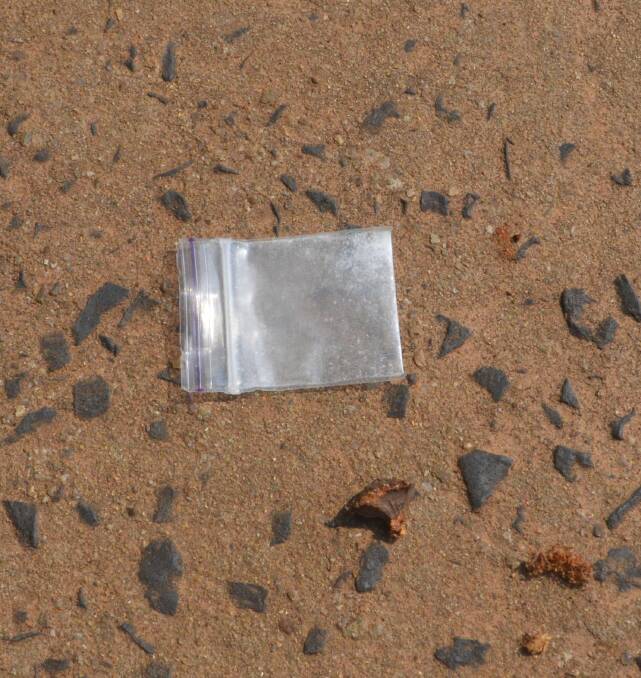 DUMPED: A packet, possibly containing the drug ice, was among the rubbish.