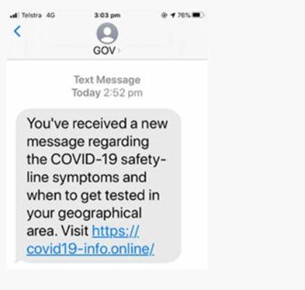 CORONAVIRUS: Do not be fooled by scam messages such as this one warns Scamwatch. Photo: ACCC Scamwatch
