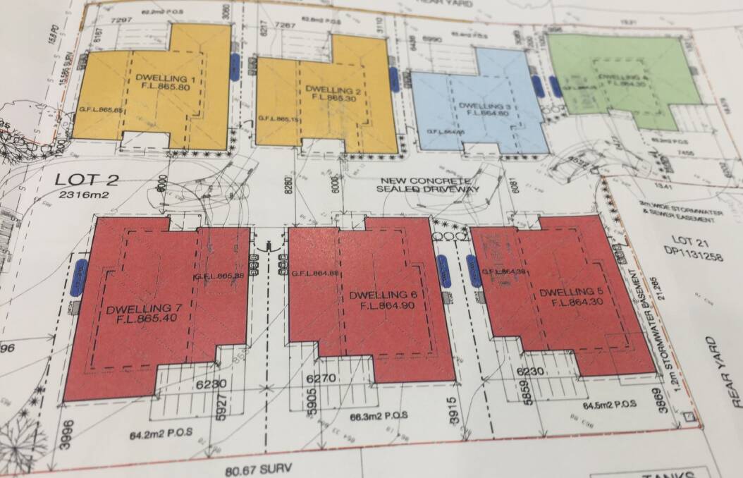 HOUSING: The coloured areas represent the planned location of the houses on the land which fronts March Street to the left.
