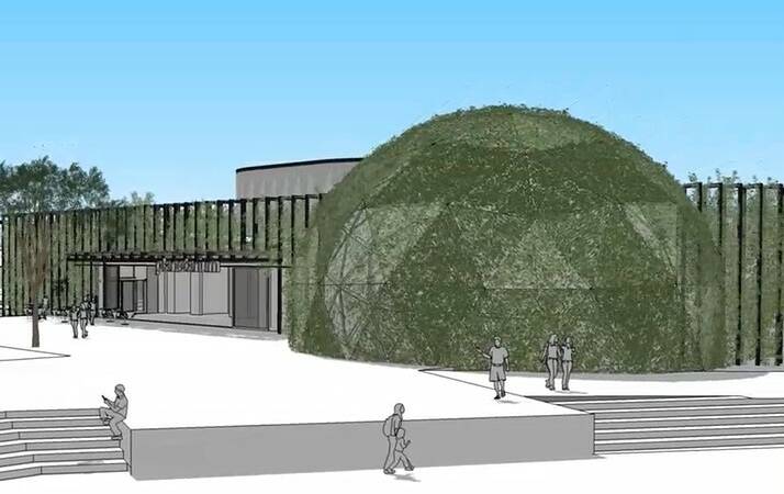 GREEN DOME: Plans of the planetarium side of the project with its large foliage covered dome. Photo: Supplied