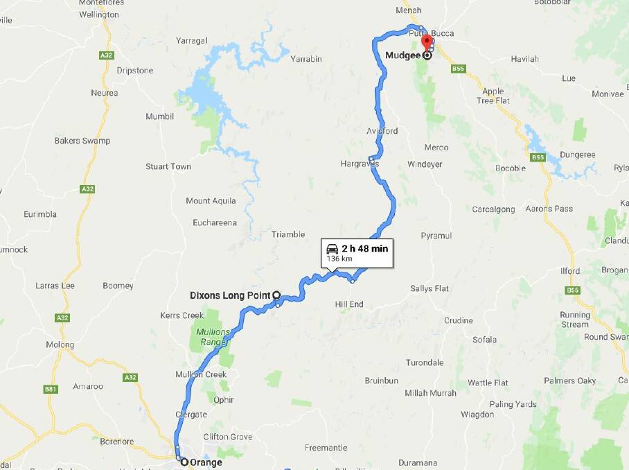 ROUTE: Dixons Long Point Road from Orange to Mudgee. Photo: Google Maps
