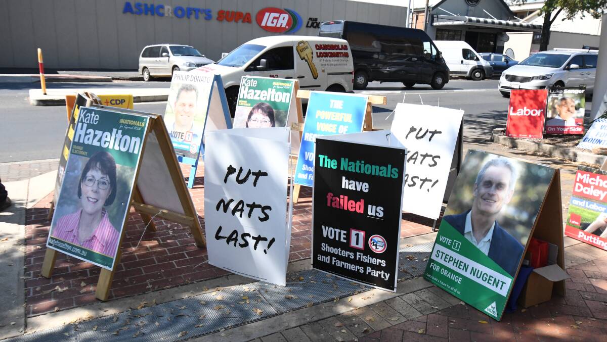 SIGNS OF THE TIMES: There are plenty of options for voters at this election. Photo: JUDE KEOGH