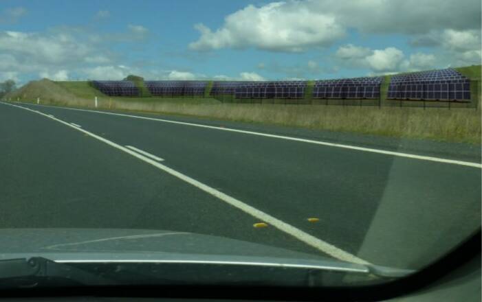SOLAR FARM: An impression of what the panels would look like, before screening trees are planted, from a car window.