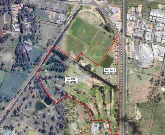 RED ZONE: A plan of the sports precinct area next to Sir Jack Brabham Park.
