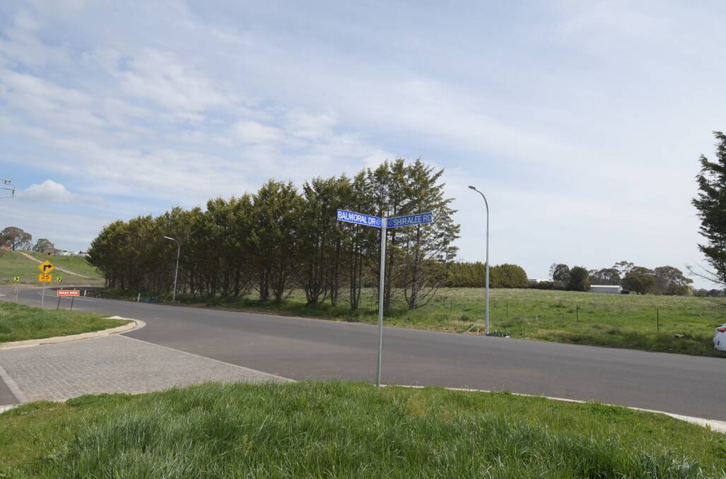 SITE: The new housing estate will be built on farmland opposite another estate accessed by Balmoral Drive and the Philip Shaw winery at Shiralee. Photo: JUDE KEOGH