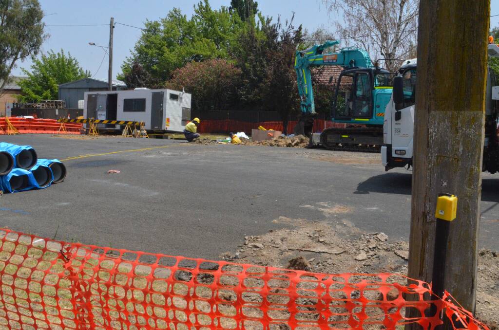 ROADWORKS: Crews back at work at the intersection works after the evacuations on Wednesday morning.