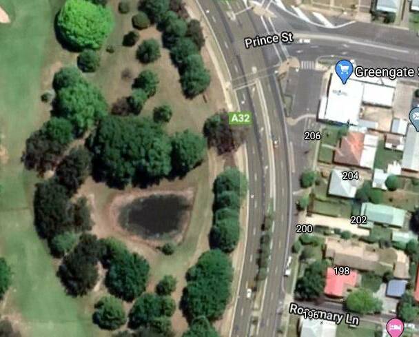  WATER NEEDED: The location of the dam off Woodward Street opposite the Greengate shopping centre. Photo: Google Maps
