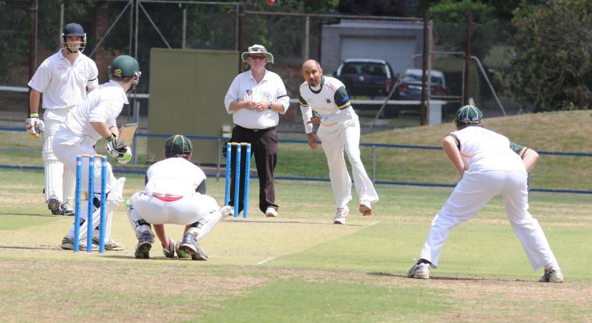 OFFICIATING: Orange cricket umpire Ian Findlay behind the stumps during his long association with the game in the Central West.