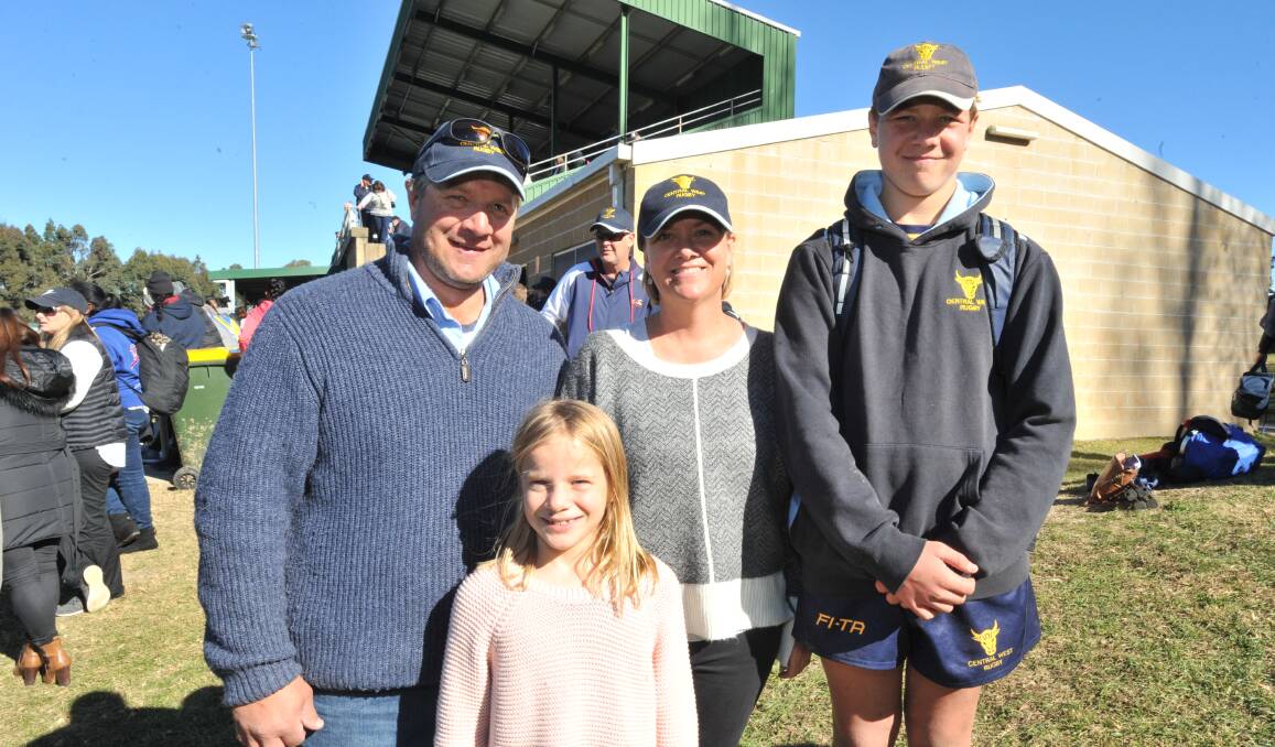 VISITING: Jeremy, Bridie, Ursula and Jim Newman from Mudgee spent the weekend in Orange for the under 14s rugby championships. Photo: JUDE KEOGH 0612jkrugby3