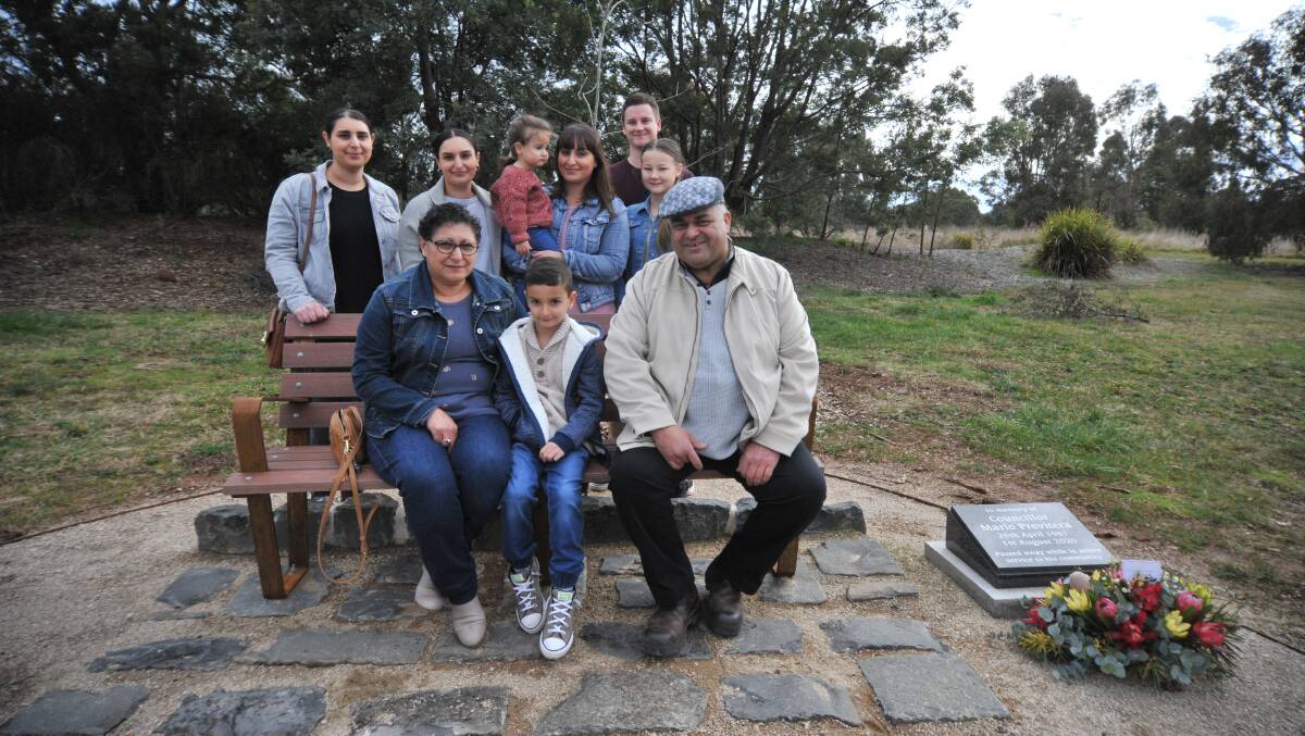 FAMILY: Vanessa, Connie and Romina Barbagallo, Lillia, Jackson, Pina and Adam Bayliss, Annalise Wright and Fred Previtera at the memorial site. Photo: CARLA FREEDMAN